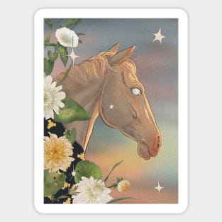 Mythical Horse with flowers and stars Sticker